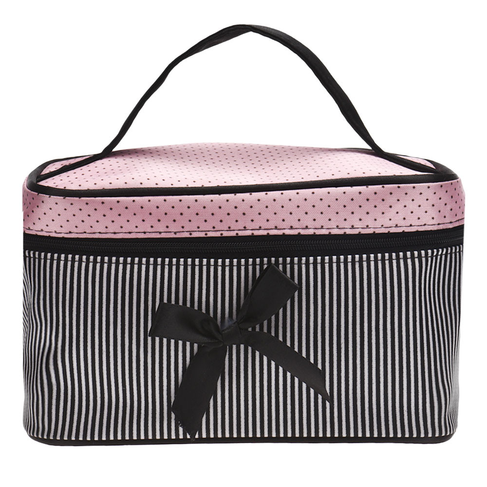 Ysl Beauty Makeup Bag - Women Travel Bow Stripe Make Up