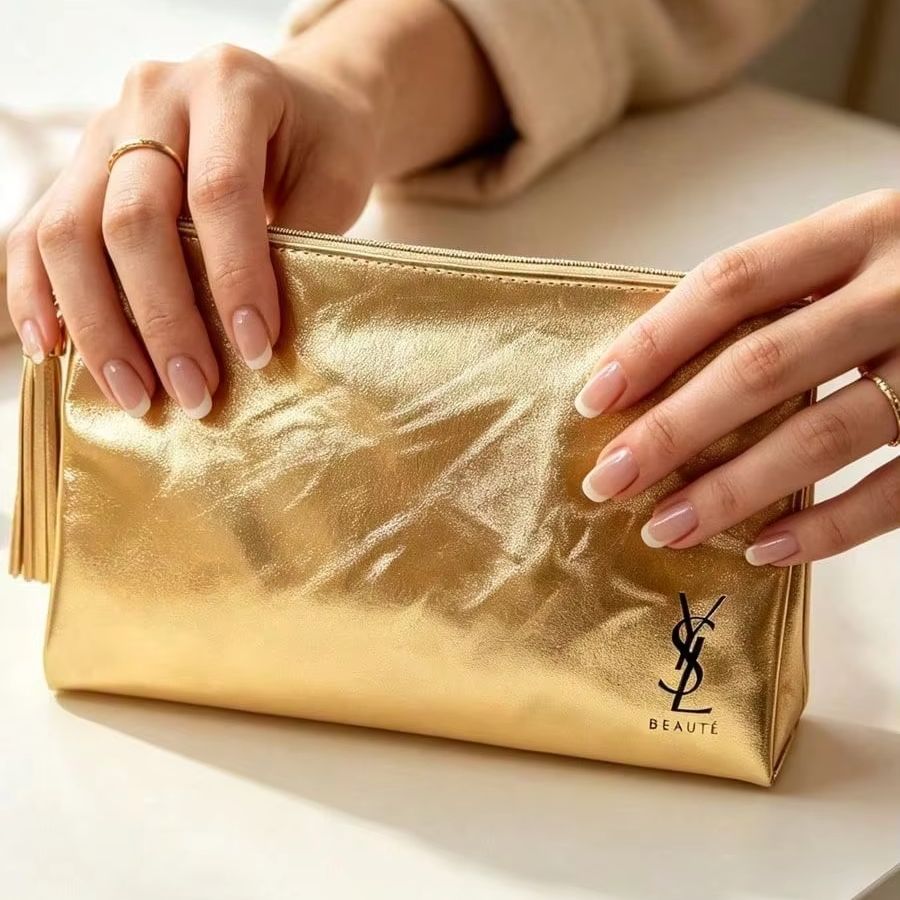 YSL Beaute Metallic Gold Zippe - Ysl Beauty Makeup Bag review and price